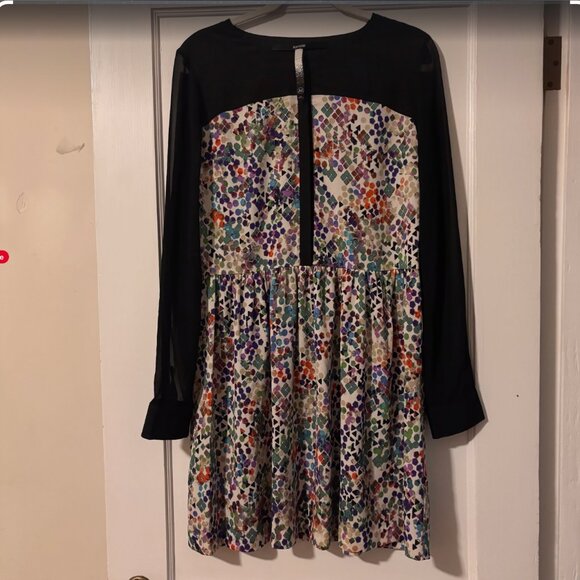 Kensie Long -sleeved printed chiffon dress NWT XL - Picture 2 of 5